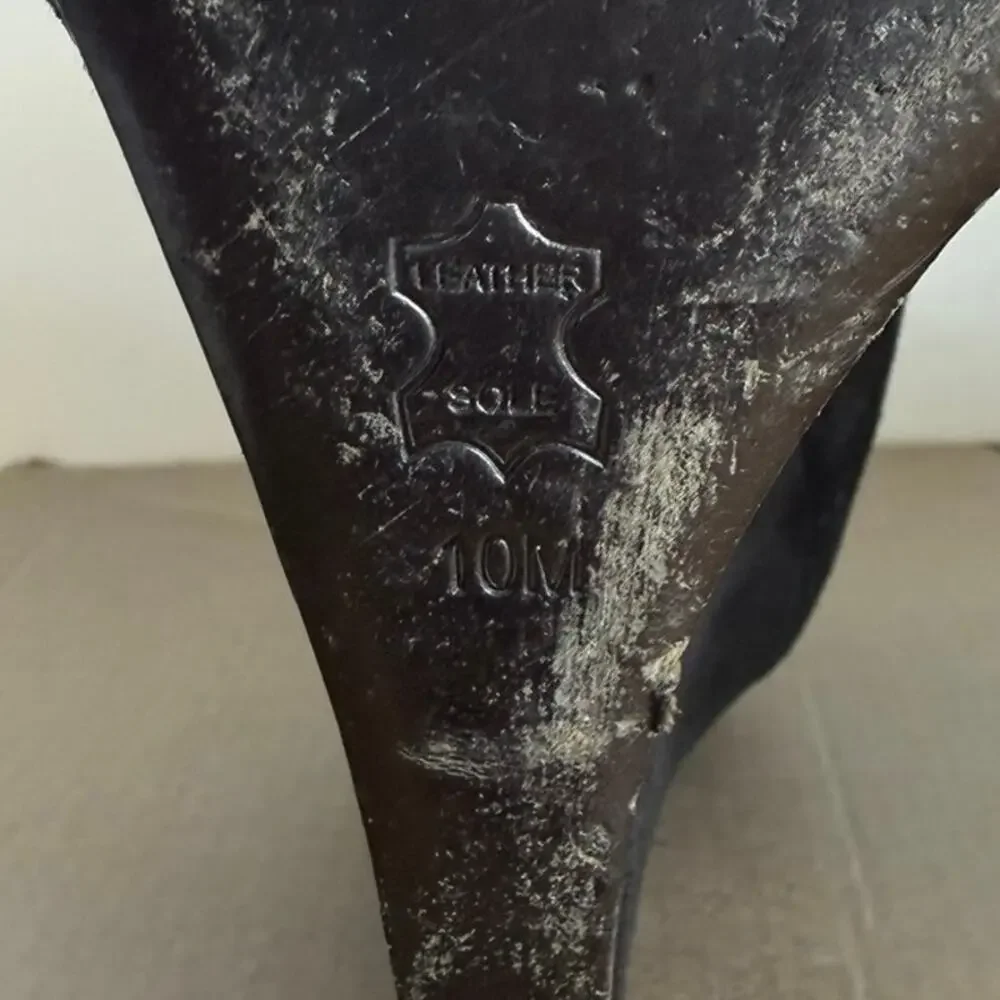 Tory Burch Saray Black Suede Pointed Toe Women Wedge Heel- SZ 10